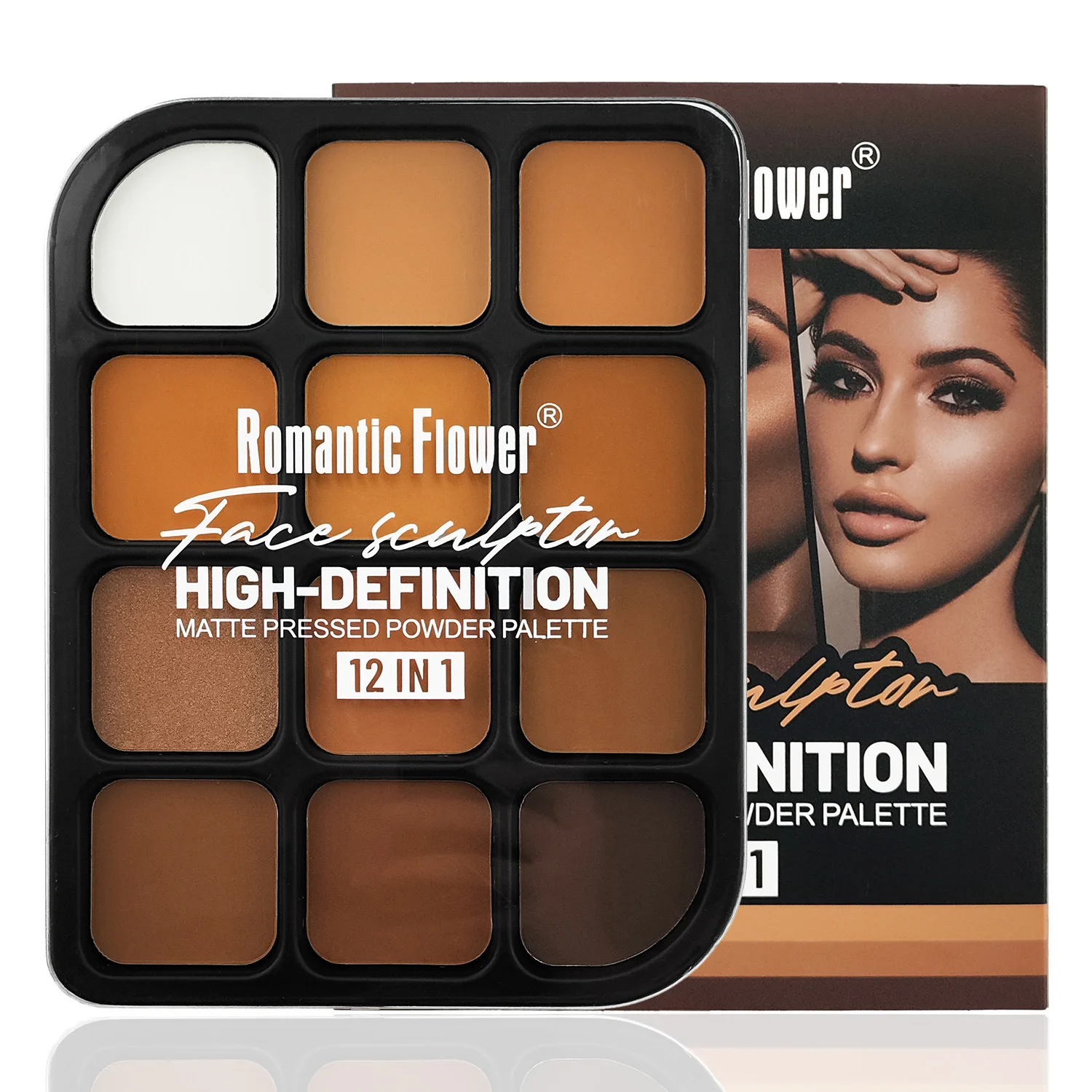Highlighter Bronzer Palette - Paleta de contorno mate de 12