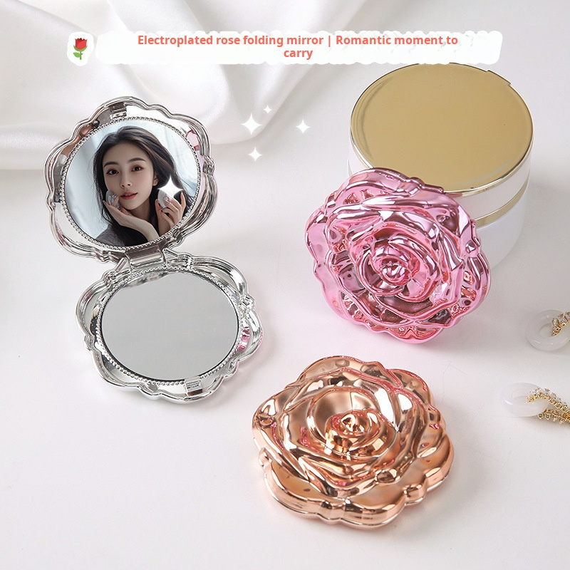 Beauty Flower Makeup - Mini espejo portátil Retro con flor