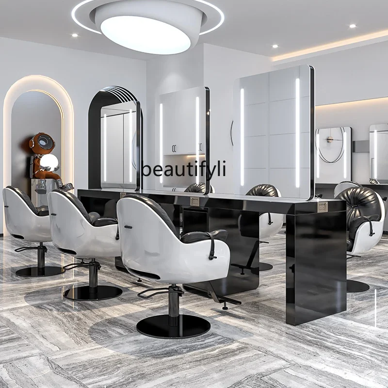 Beauty Makeup Shop - 06Barbería tocador de acero inoxidable espejo